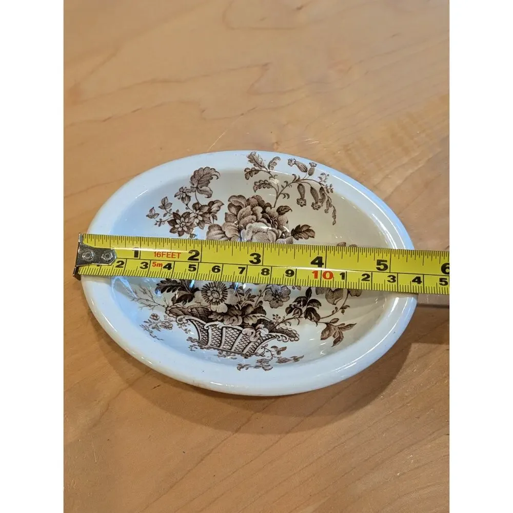 Antique Ironstone Charlotte Royal Crownford England Soap Dish Brown TransferWare
